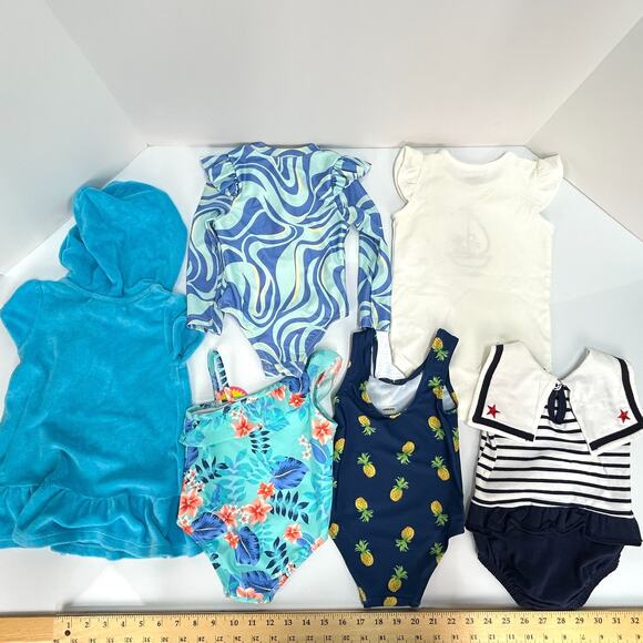 LOT of 6 Baby Girl Clothes 12-18 Months Swim Beach Outfits Bundle Nautical mixed - Picture 2 of 12